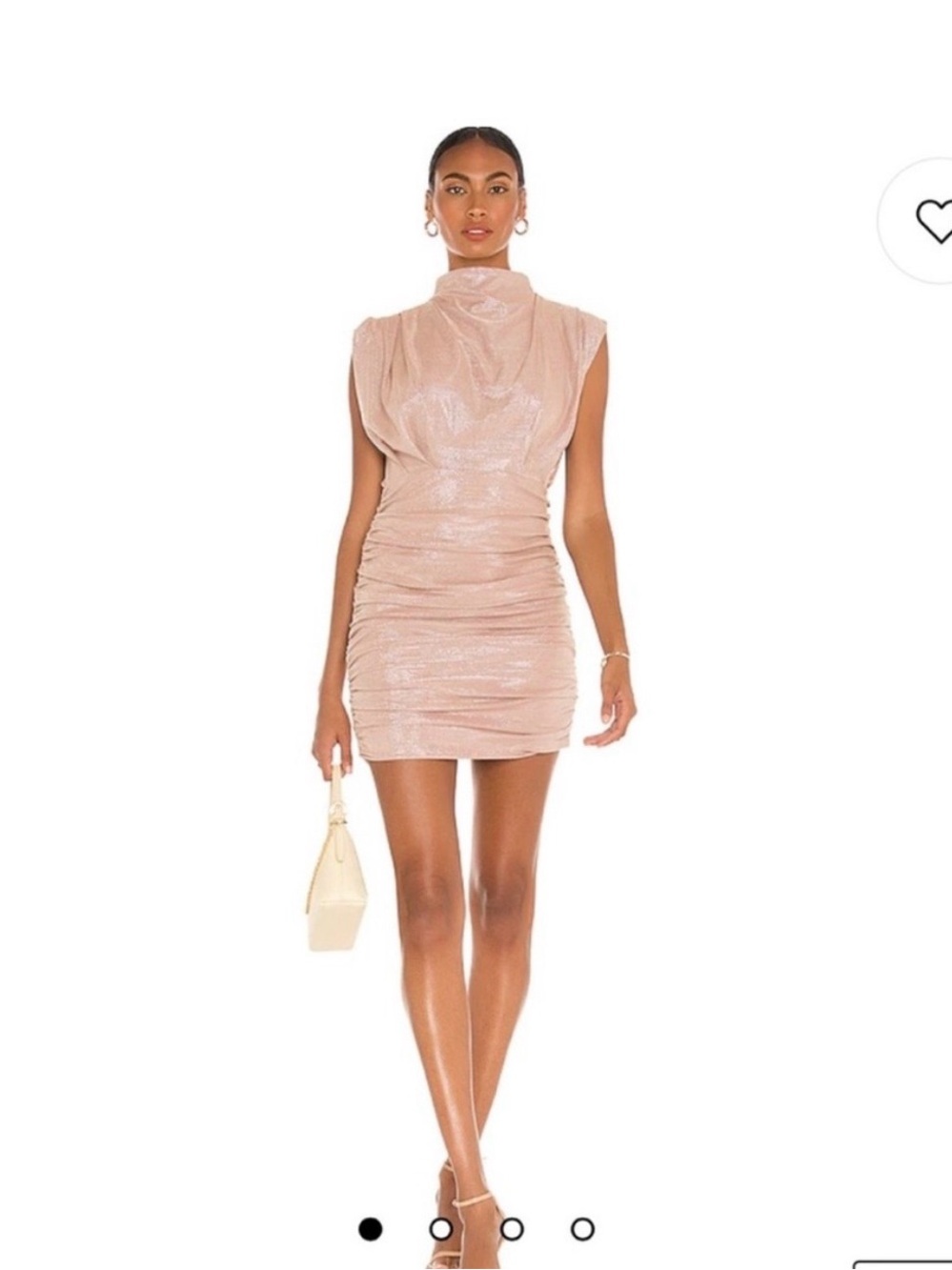 Revolve - Line & Dot Blush Metallic High-Neck Ruched Mini Dress